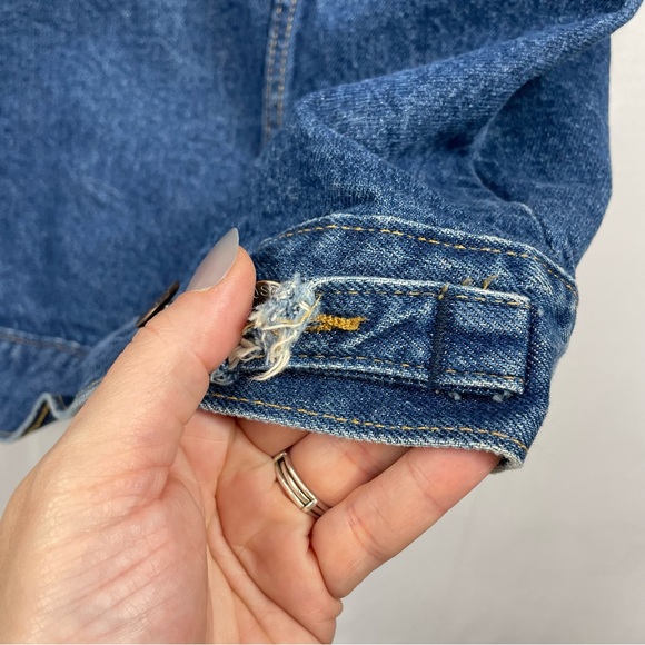 VTG Denim Vest Rustler Americana Western XL Blue Jean Casual Alt Edgy Rock - Picture 15 of 16